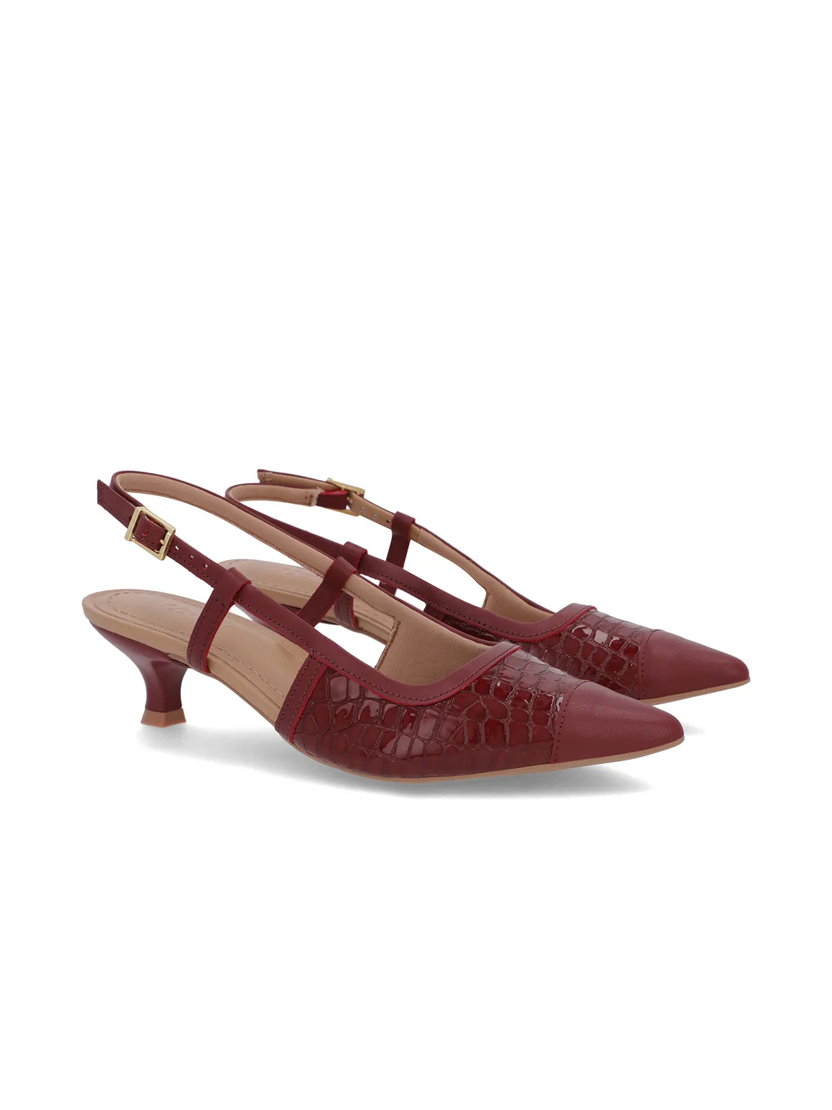 SLINGBACK EM COURO CROCO